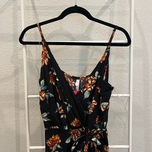 NWT Xhilaration Black Floral Spaghetti Strap Wide Leg Jumpsuit Juniors Size M
